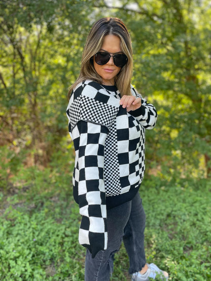 PREORDER: All Checkered Out Sweater in Four Colors