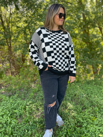 PREORDER: All Checkered Out Sweater in Four Colors