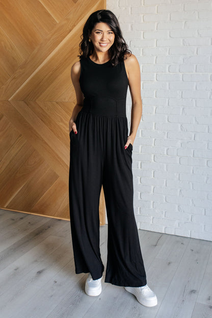 Hilary Wide Leg Jumpsuit in Black