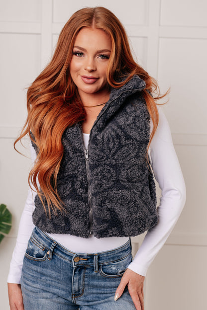 Just One More Layer Paisley Sherpa Print Vest