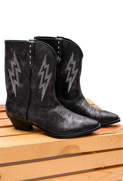 Bowie Metallic Boot in Black