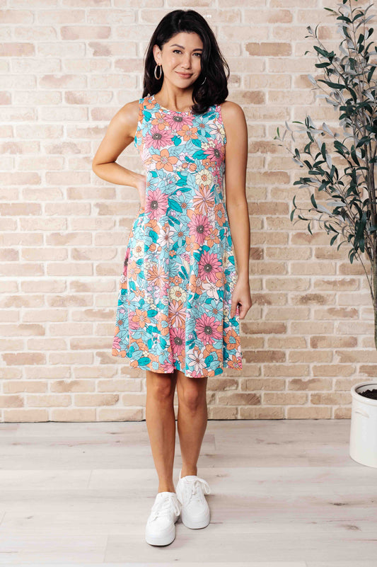 Summer Garden Sleeveless Swing Dress