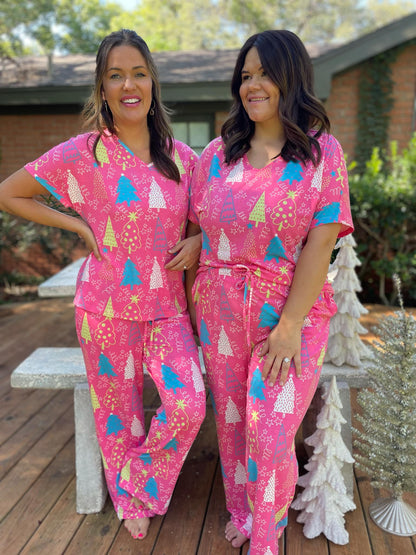 PREORDER: Pink Trees Pajama Set