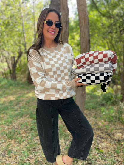 PREORDER: All Checkered Out Sweater in Four Colors